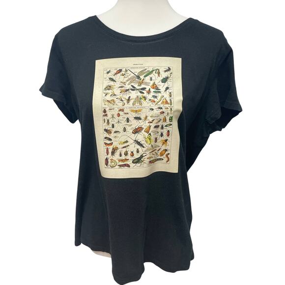 Hand Printed Upcycled XL Vintage Reference Book Insects Bugs Page Tee Shirt - Picture 1 of 6